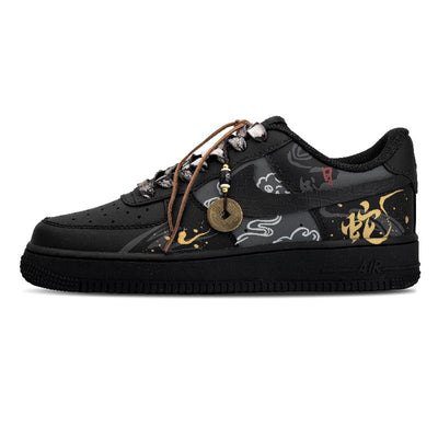 Custom Golden Snake Auspicious Air Force 1 Black Gold – custom sneakers view 2 | DiySneakers