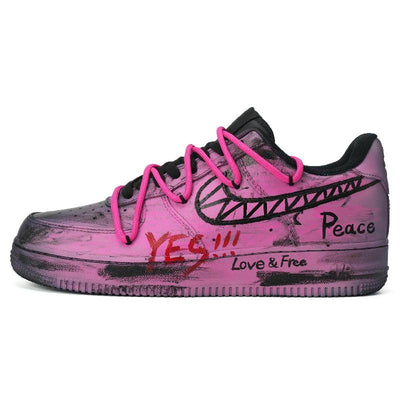 Custom YON Air Force 1 Black/Pink Blue – custom sneakers view 2 | DiySneakers