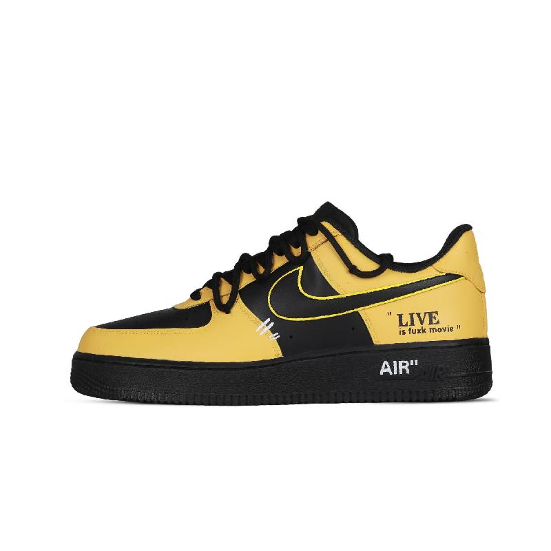 Custom Absurd copy for both and Air Force 1 Black/Yellow – hand-painted custom sneakers | DiySneakers