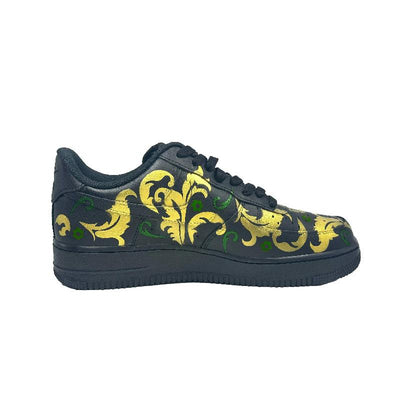 Custom Flowers at St. Mary High School Air Force 1 Black/Gold – custom sneakers view 2 | DiySneakers