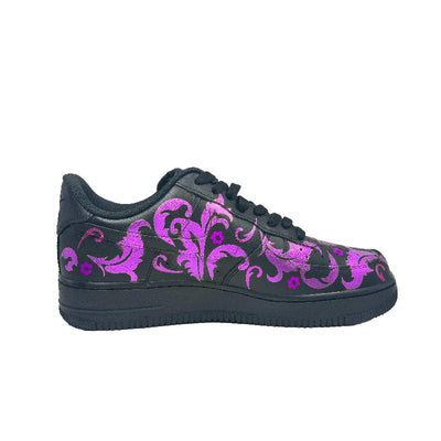Custom Pearl purple flower Air Force 1 Black/Purple – custom sneakers view 2 | DiySneakers