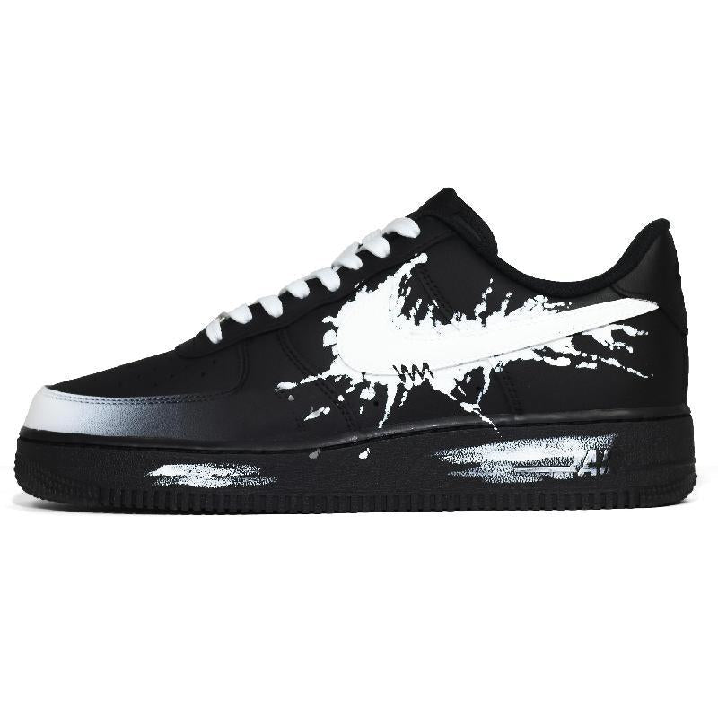 Custom A black and white crashed meteor of the same style for both and Air Force 1 Black/White – hand-painted custom sneak…