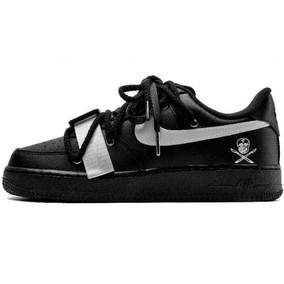 Custom Functional pirate silver Air Force 1 Black – custom sneakers view 2 | DiySneakers