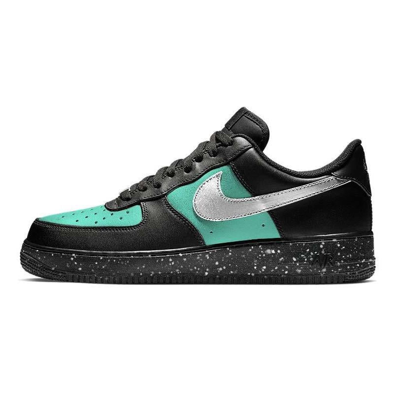 Black turquoise and silver custom sneakers for men
