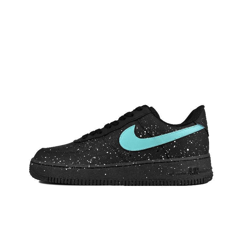 Custom Tiffany Starry sky Air Force 1 Black/Green/Blue/White – hand-painted custom sneakers | DiySneakers