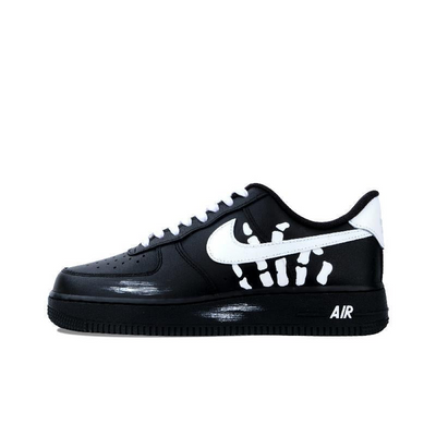 Custom Bone hand Air Force 1 Black/White – hand-painted custom sneakers | DiySneakers