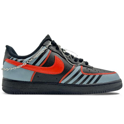 Custom The Mechanical Age Air Force 1 Black/Red/Gray – custom sneakers view 2 | DiySneakers