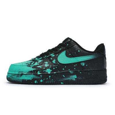 Custom Crazy doodle Green Air Force 1 Cyan/black – custom sneakers view 2 | DiySneakers