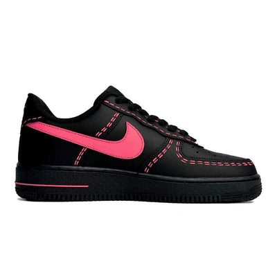 Custom black pink with rose red stitching Air Force 1 – custom sneakers view 2 | DiySneakers