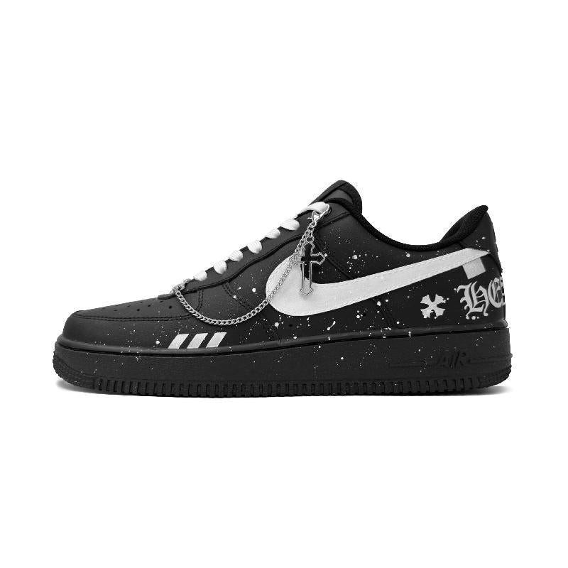 Custom The male version of "Legend of the Night" is in black and white Air Force 1 White – hand-painted custom sneakers | …