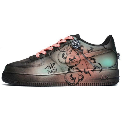 Custom Male summer party black fan Air Force 1 Black/Pink – custom sneakers view 2 | DiySneakers