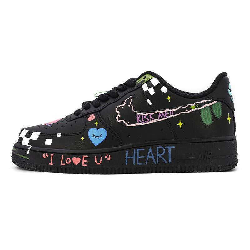 Custom graffiti Abi color black Air Force 1 – hand-painted custom sneakers | DiySneakers
