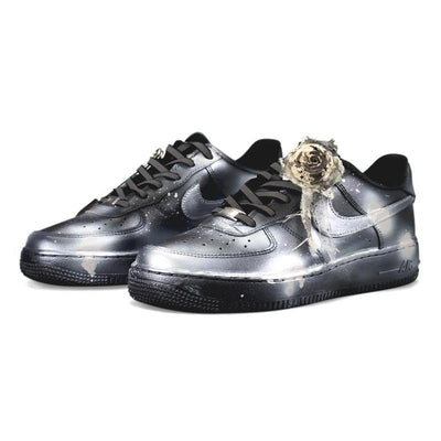 Custom Splashed Ink Technology Air Force 1 Black/Sliver – custom sneakers view 2 | DiySneakers