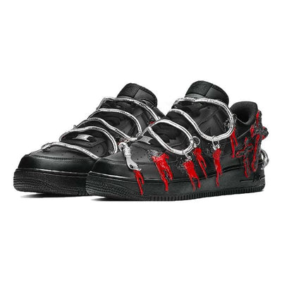 Custom dark Medusa cross in black and red Air Force 1 Black/Red – custom sneakers view 2 | DiySneakers