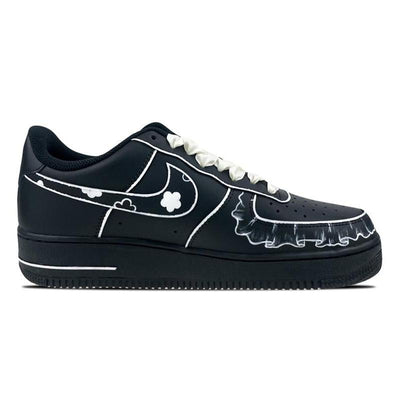 Custom three-dimensional flowers Air Force 1 Black/white – custom sneakers view 2 | DiySneakers