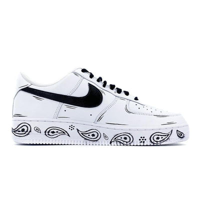 Custom K and hand-painted cashew flower designs Air Force 1 – custom sneakers view 2 | DiySneakers