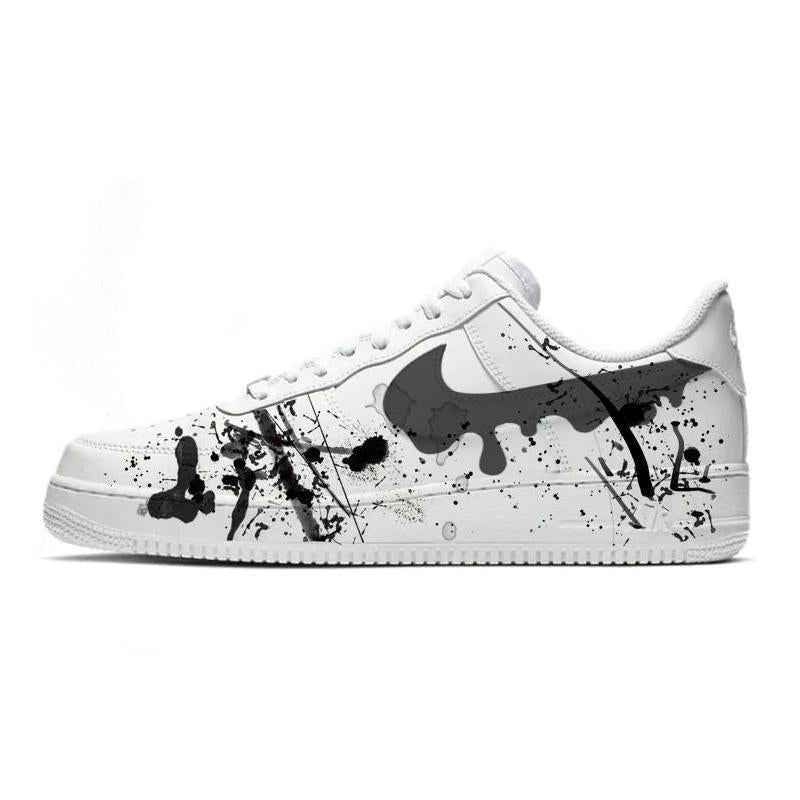 Custom Splash ink and melt Air Force 1 White/black – hand-painted custom sneakers | DiySneakers