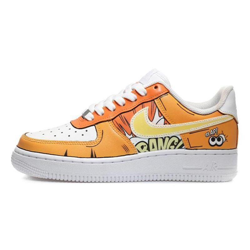 Custom Comic 2D Orange Air Force 1 Orange – hand-painted custom sneakers | DiySneakers