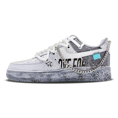 Custom Gray, Steeped In Text Air Force 1 Low Skate Shoes – custom sneakers view 2 | DiySneakers