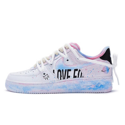 Custom marshmallow graffiti blue powder Air Force 1 – custom sneakers view 2 | DiySneakers