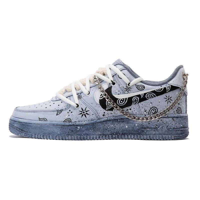 Custom The style is dyed with cashew flower grayish-black Air Force 1 – hand-painted custom sneakers | DiySneakers