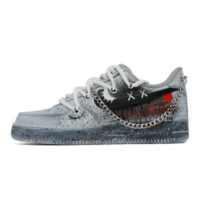 Custom American graffiti style in gray and black Air Force 1 – custom sneakers view 2 | DiySneakers