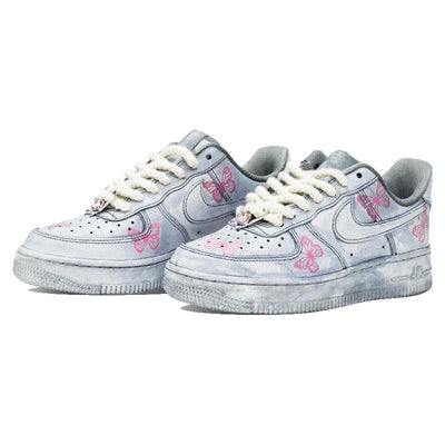 Custom Broken Butterfly Man Air Force 1 Pink – custom sneakers view 2 | DiySneakers