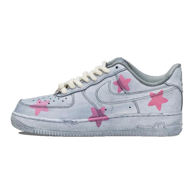 Custom The pink star male Air Force 1 Pink – hand-painted custom sneakers | DiySneakers