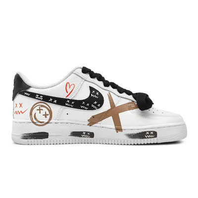Custom fluid flamboyant red and brown Air Force 1 Rouge Campeche/Brun – custom sneakers view 2 | DiySneakers
