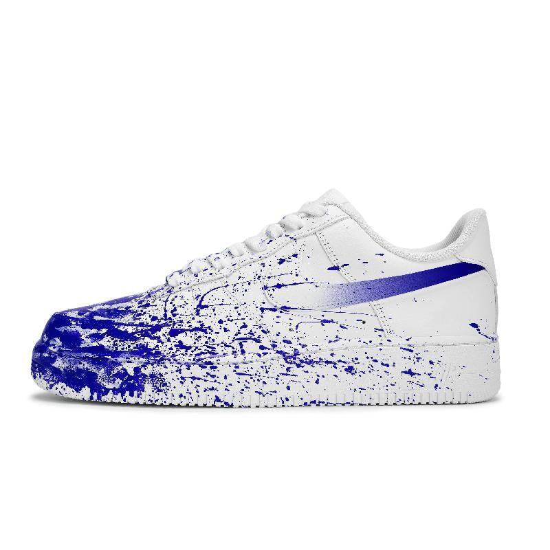 White and blue imagination-themed custom sneakers for men