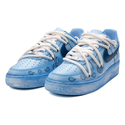 Custom AF1 male blue-black cashew flower Air Force 1 Blue/Black – custom sneakers view 2 | DiySneakers