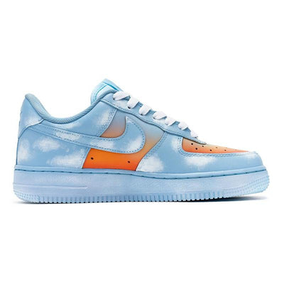 Custom gradient cloud blue and orange Air Force 1 Blue/Orange – custom sneakers view 2 | DiySneakers