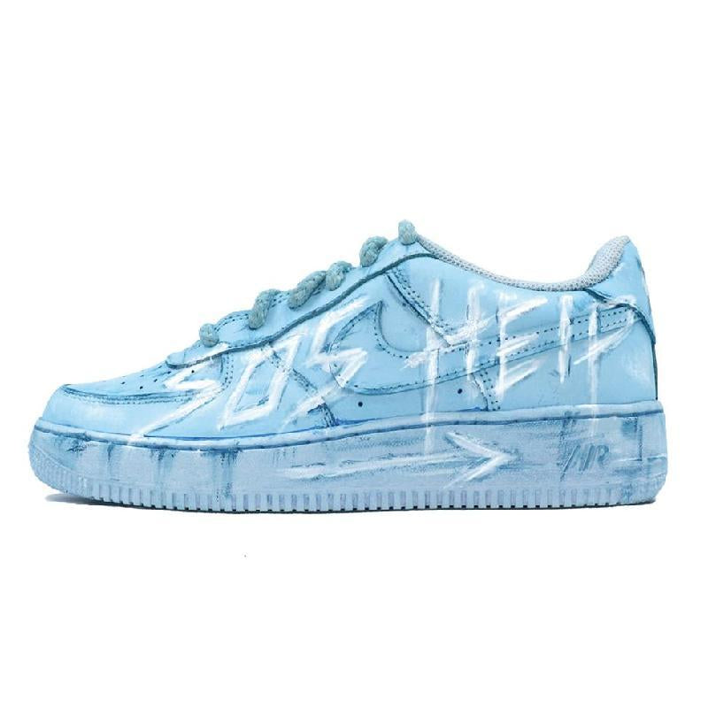 Blue immersion-dyed custom sneakers for men