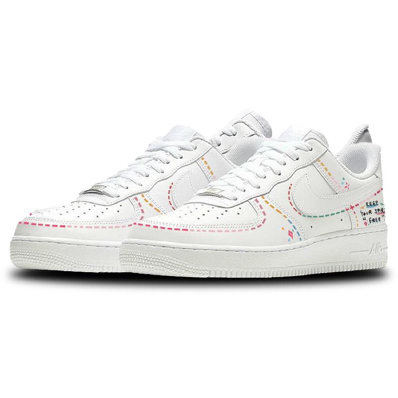 Keep The Soul Free - Air Force 1 Skateboarding Shoes Unisex Low-top White