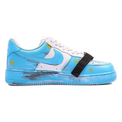 Custom white and blue scratch cards Air Force 1 White/Royal Blue – custom sneakers view 2 | DiySneakers
