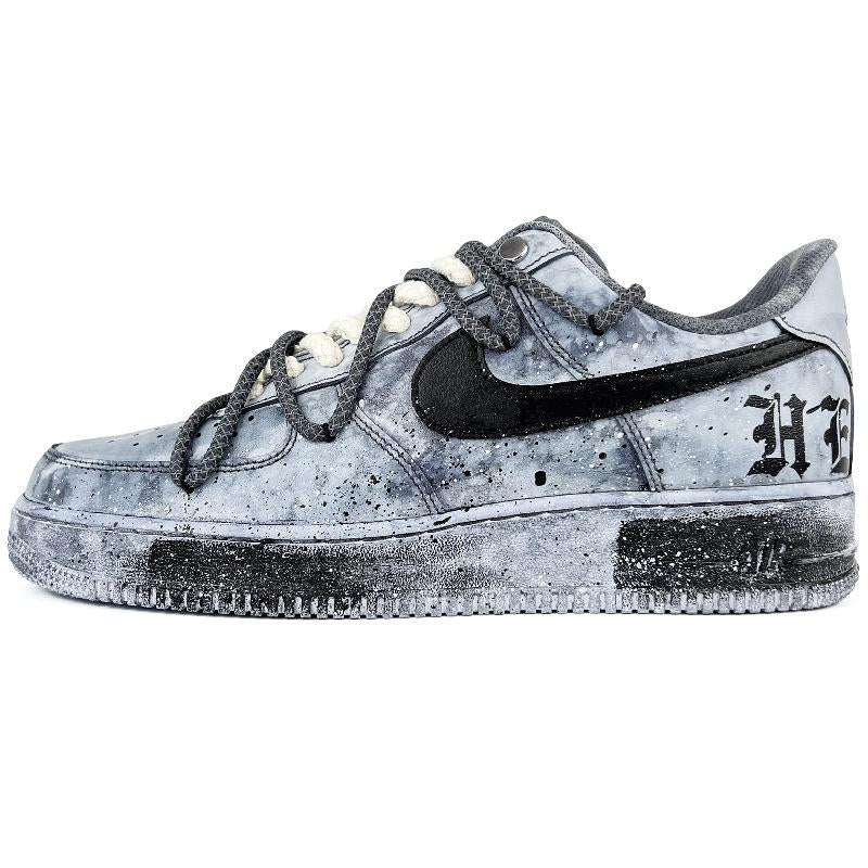 Custom Gothic aged grey Air Force 1 – hand-painted custom sneakers | DiySneakers