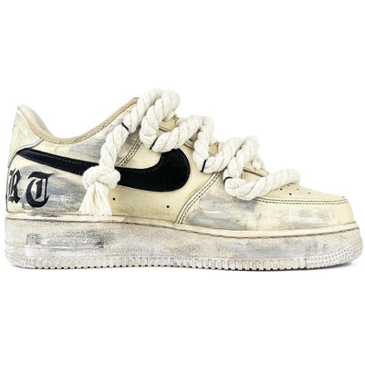 Custom Aged Gothic hemp rope Air Force 1 – hand-painted custom sneakers | DiySneakers