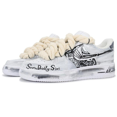 Custom steel bones Air Force 1 Black/Gray/Beige – custom sneakers view 2 | DiySneakers