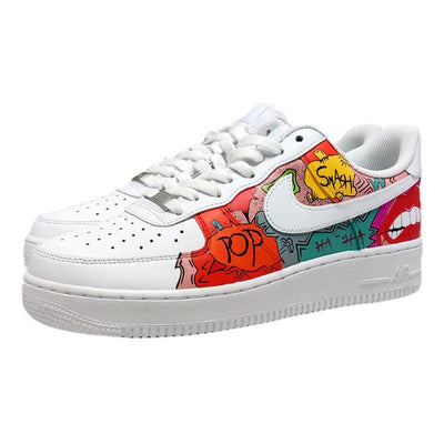 Custom graffiti in white and red Air Force 1 White/Red – custom sneakers view 2 | DiySneakers