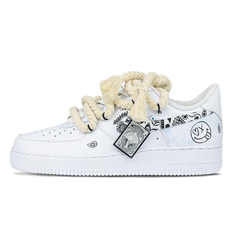 White artist-inspired custom sneakers for men