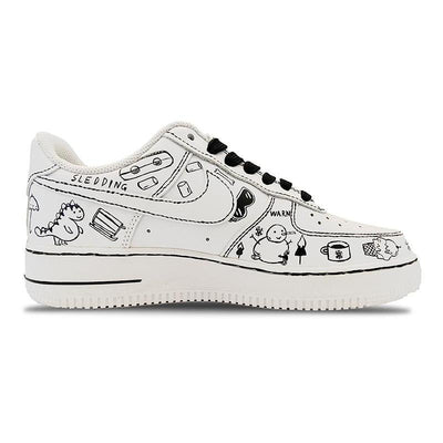 Custom graffiti warm winter white and black Air Force 1 – custom sneakers view 2 | DiySneakers