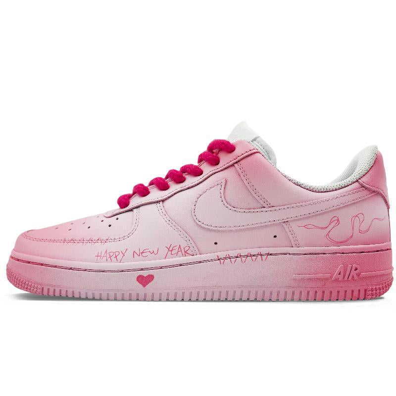 Custom The auspicious snake brings good fortune Air Force 1 Pink – hand-painted custom sneakers | DiySneakers