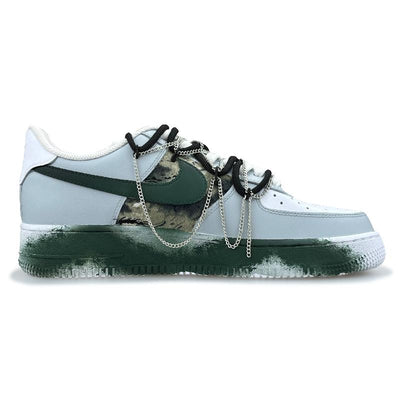Custom style: Shanluan Air Force 1 Blue/Green/White – custom sneakers view 2 | DiySneakers
