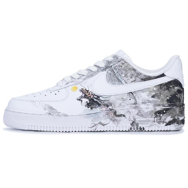Black white and red Dragon Rise custom sneakers for men