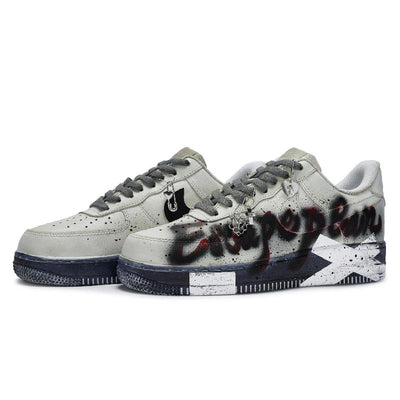 Custom Diary of a Man Escape Air Force 1 Grey/black – hand-painted custom sneakers | DiySneakers