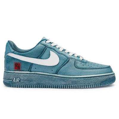 Custom Happy and healthy celadon blue Air Force 1 – hand-painted custom sneakers | DiySneakers