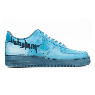 Custom The AF1 model is dyed in ice blue with white clouds Air Force 1 – hand-painted custom sneakers | DiySneakers