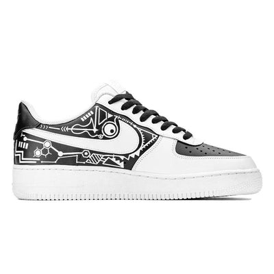 Custom Male panda mechanical shark for graduation season Air Force 1 Black/White – custom sneakers view 2 | DiySneakers