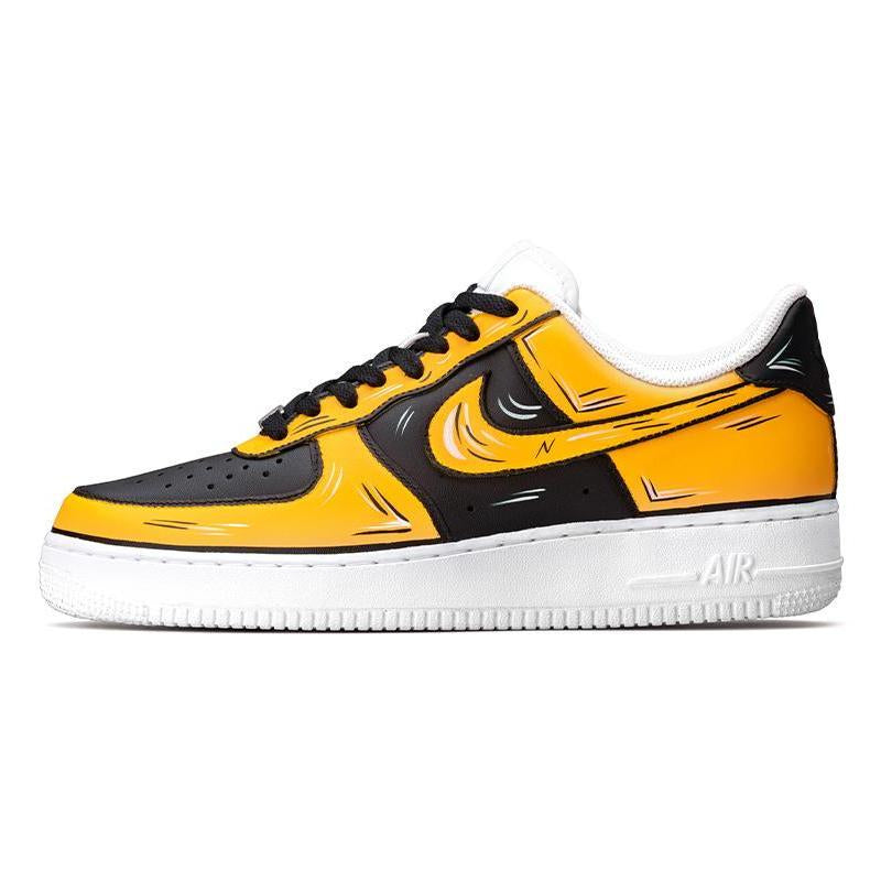 Custom Wudang 2D black and Yellow Air Force 1 Black/Yellow – hand-painted custom sneakers | DiySneakers