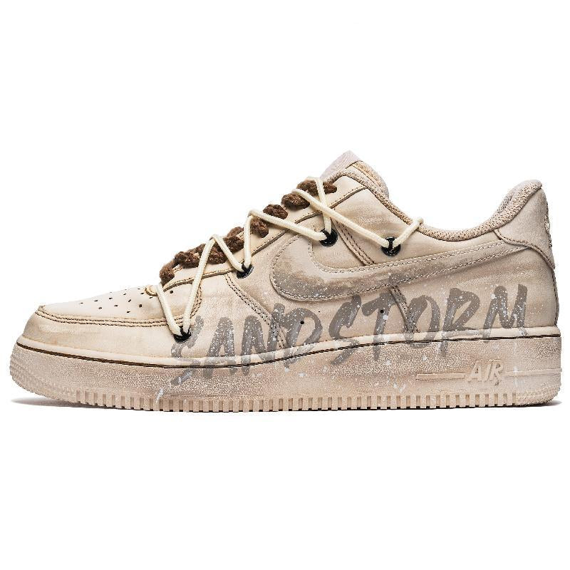 Custom The man coffee is dyed with the letter "S" Air Force 1 Beige – hand-painted custom sneakers | DiySneakers